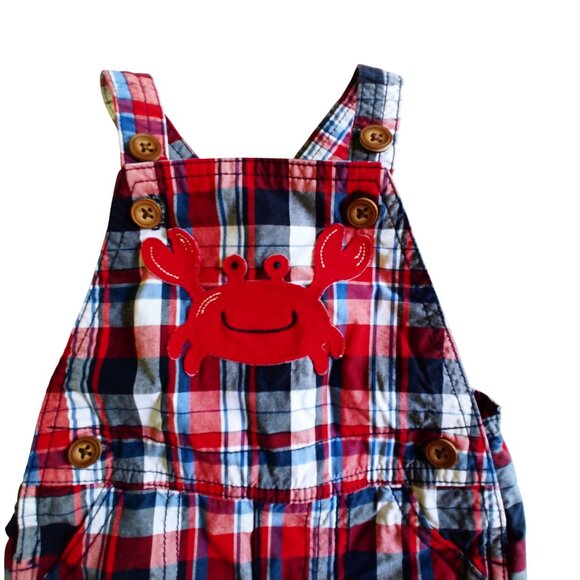Child of Mine Plaid Crab Shortalls 6-9 Months - Picture 3 of 7